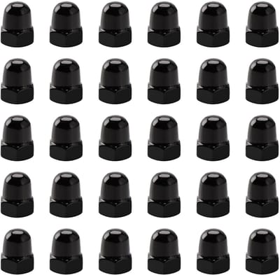 30 Stuks M5 Zwart 304 Roestvrij Staal Dopmoeren, Dome Hoofd Cap Hex Moeren, voor Banden en Assen