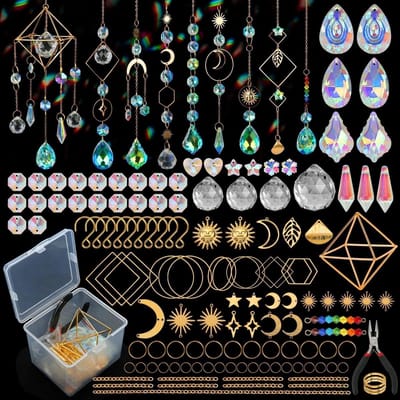 400 Stuks Zonnevanger Kristalambachtenset, DIY Zonnevanger Kristal Windbel, Zonnevangers Windbel Ambachten, Raamdecoratie, Ophangen voor Thuis, Kantoor, Tuin, Buitendecoratie