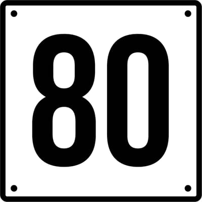 Huisnummerbord 80 - Incl. Schroeven en Pluggen – Acrylaat - 10 x 10 cm - Wit met Zwart