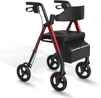 MakkelijkMooi Walker met Ergonomische Zitting - Rollator - 5 Hoogtes verstelbaar - 8 inch Wielen - Draagvermogen tot 150 kg