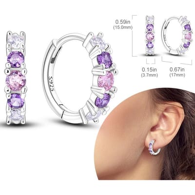925 Zilveren Hoepel Oorbellen Hypoallergene Hoepel Oorbellen Met Zirkonia Mode Hoge Kwaliteit Sieraden voor Vrouwen Meisjes white