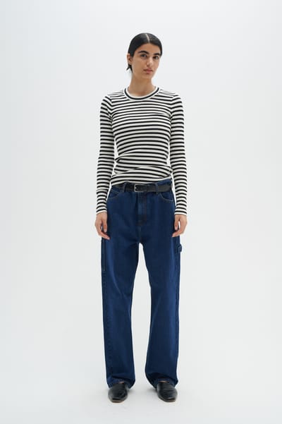 INWEAR Dagnaiw Striped Tshirt Ls Tops & T-shirts Dames - Shirt - Zwart - Maat L