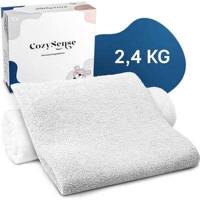 CozySense® Verzwaringsdeken Kind 2,4 kg - Weighted Blanket - Zwaartedeken met GLASS-Flow® Drukverdeling - Wasbare Hoes - Hypoallergeen - Wit