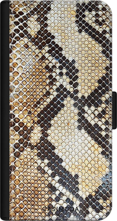 Casimoda® bookcase - Geschikt voor iPhone 11 - Hoesje met pasjeshouder - Snake / Slangenprint bruin - Goudkleurig - Kunstleer
