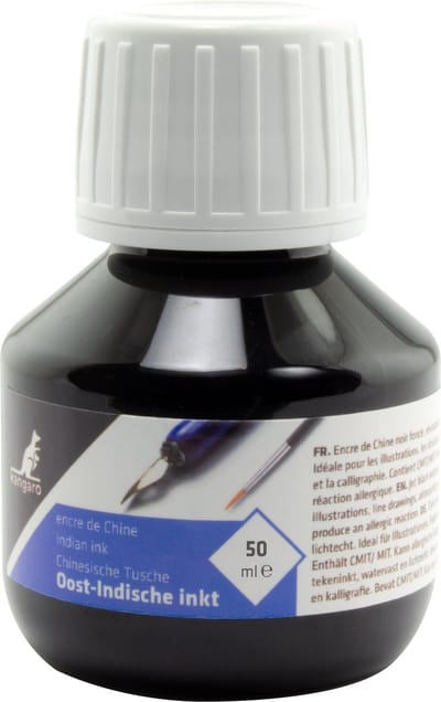 Kangaro - Oost Indische inkt - 50 ml - zwart - in flesje