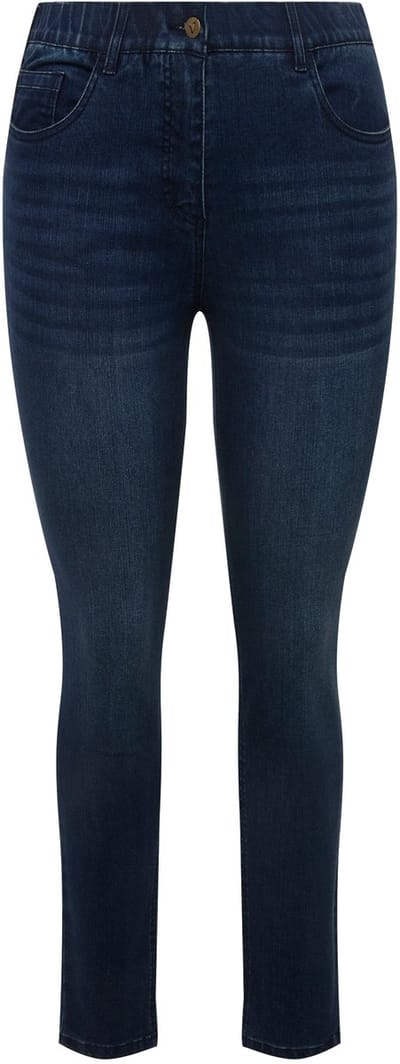 Ulla Popken - Dames - Skinny jeans Sarah smalle pijp stretch - Blauw denim - Maat 27