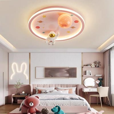 LED Plafondlamp Kind Ruimtevaart Ontwerp Dimbaar Glas 50cm voor Kinderkamer Slaapkamer Woonkamer