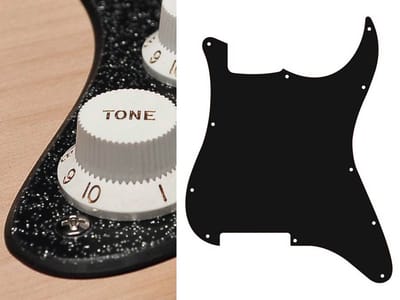 Boston ST-200-SBK pickguard, Stallion, no holes (only screw holes), 2 ply, sparkling black