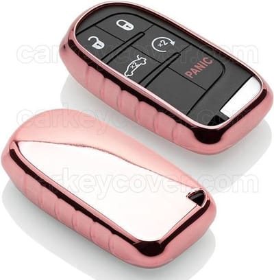 Autosleutel Hoesje geschikt voor Jeep - SleutelCover - TPU Autosleutel Cover - Sleutelhoesje Rose Goud Hoogglans