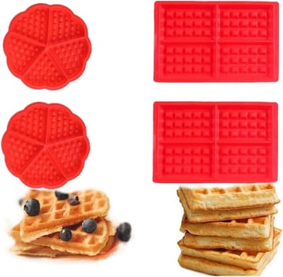 Famanu – Set van 4 siliconen bakvormen voor wafels chocolade snoep en ijs