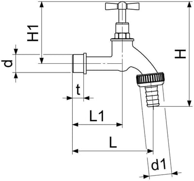 Schlösser Armaturen JS uitloopventiel mit slangaansluitung, mit knevel-bovendeel, 1/2'', gepolijst chroom, 0017301550001