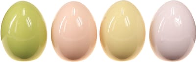 Paaseieren keramische eieren pastel glanzend assorti 6×8cm 4 st, 4 Stü