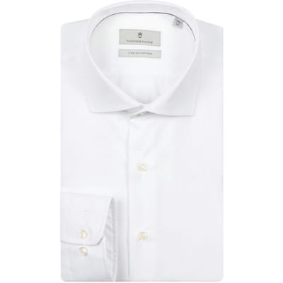 Thomas Maine Overhemd Roma Modern Kent Two-Ply Cotton Non-Iron Pinpoint Wit / male