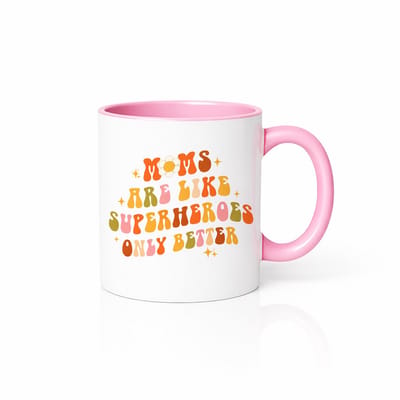 Roze Witte Cadeau Mok - Superheroes Only Better Quote - Perfect Moederdag Cadeautje