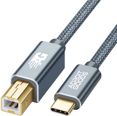 AdroitGoods Usb-C Naar Usb-B Kabel - Printerkabel - 50 Centimeter - Grijs