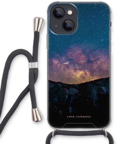 Case Company® - Hoesje met koord geschikt voor iPhone 13 mini hoesje met Koord - Travel to space - Telefoonhoesje met Zwart Koord - Bescherming aan alle Kanten en Over de Schermrand