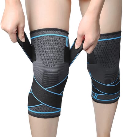 2 Stuks Sport Kniebrace Elastisch Verstelbaar voor Fietsen Tennis Wandelen Squats Fitness