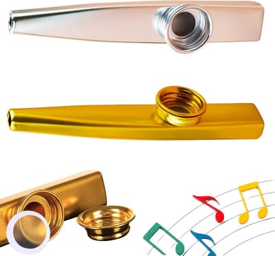 Metalen Kazoo - Muziek Instrument - Muziek Maken - Eenvoudige Structuur - 2 Stuks - Zilver Goud