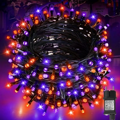 Lzwintrading Halloween Lichtsnoer Buiten - Kerstverlichting - Halloween Decoratie - Lichtslinger - 20 m 200 Leds - Oranje, Paars, Lichtketting - Stekker met Timer, Waterdicht - voor Herfst, Tuin, Buiten en Binnen