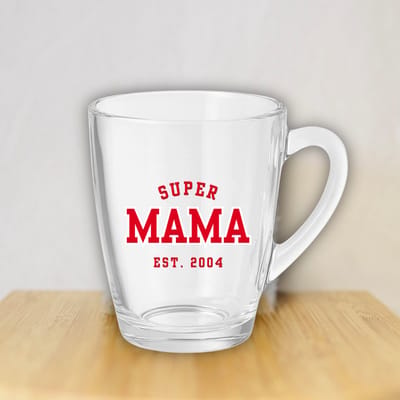 Gepersonaliseerd Cadeau voor Mama - Theeglas met Tekst "Super Mama" - Theeglas met Oor - Theeglas 300ml - Moederdag - Moederdag Cadeautje - Moederdag Cadeau