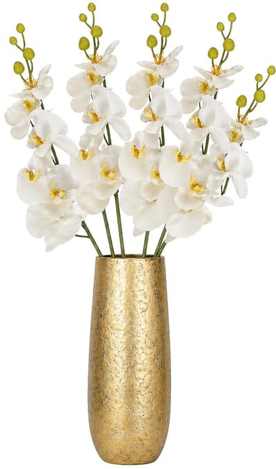 Bellatio Design Kunstbloem Orchidee Milan - 5x - creme - 78 cm - losse steel - kunst zijdebloemen - Phalaenopsis