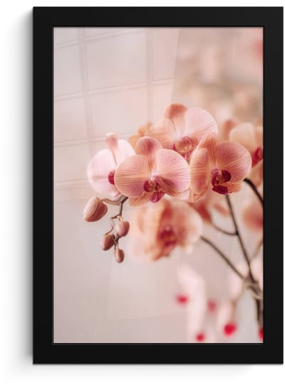 Poster in lijst - Fotolijst 20x30 cm - Posters - Orchidee - Bloemen - Roze - Bloemblaadjes - Posterlijst zwart - Decoratie - Wanddecoratie woonkamer - Muurdecoratie slaapkamer