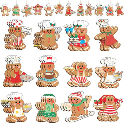 30 Stuks Houten Kerstdecoraties in de Vorm van Peperkoekmannetjes voor Binnen en Buiten, Perfect voor de Kerstboom en Feestelijke Versiering