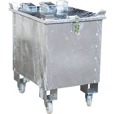 Lithium-ionen-magazijnbak LIL 90, plaatstaal, afsluitbaar deksel, 3-voudig stapelbaar, B 600 x D 800 mm