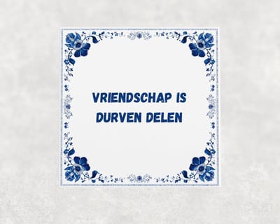 Spreuk tegel 15x15 cm Vriendschap is durven delen