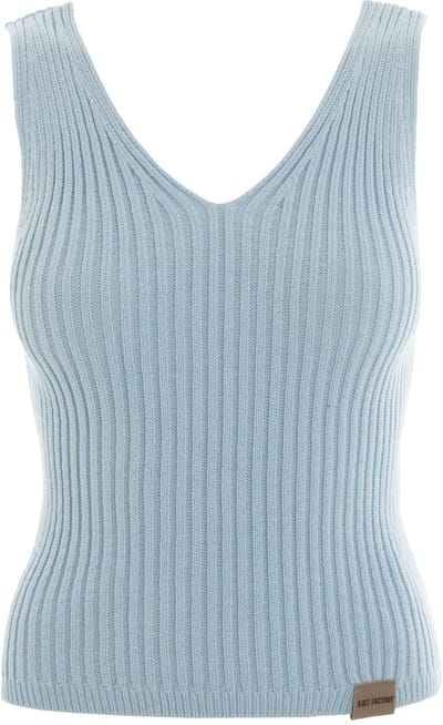 Knit Factory Layla Gebreide Top - Dames Top Mouwloos - Luchtige zomertop - Gebreide singlet dames - V-hals - Serein Blue - 36/38