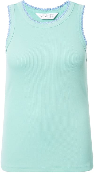 Studio Untold - Dames - Ribtop slim basic shape gekleurde bies - Aloë vera - Maat 46+