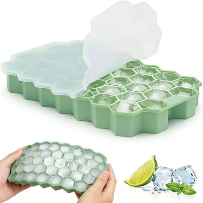 IJsblokjesvorm Siliconen - IJsblokjeshouder Vriezer - Dranken Koelen - 37 Vakjes Stapelbaar - 20x12x2.3 cm - Zwart
