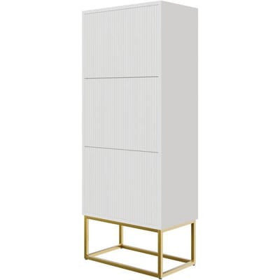 Selsey - VELDIO - Veldio schoenenkast met drie niveaus - gouden poten - 50 cm - Wit