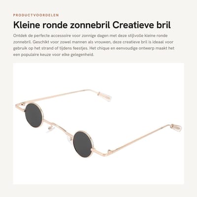 Dailygoods- Zonnebril Zwart - Ronde Zonnebril - Creatieve Bril - Partybril - Strandbril - Duurzaam Materiaal - Fashionbril