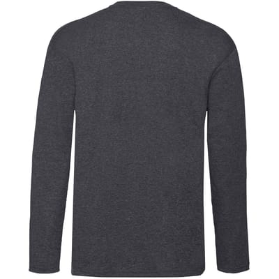 Fruit Of The Loom Heren Valuegewicht T-shirt met ronde hals en lange mouwen (Donker Heather)