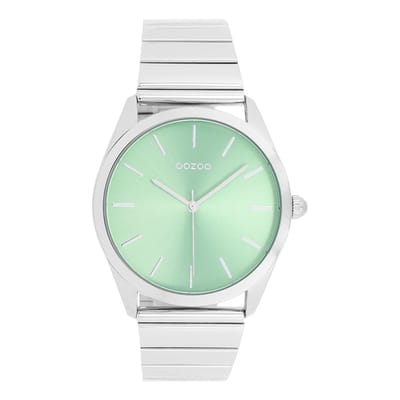 OOZOO Timepieces - Zilverkleurige horloge met roestvrijstalen armband roestvrijstalen armband - C11516