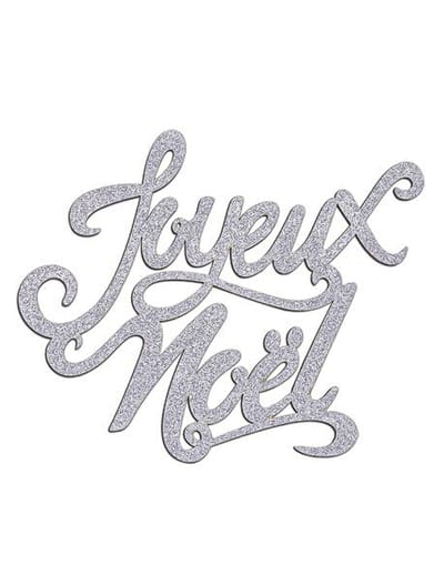 ARTYFETES - Houten tafeldecoratie Vrolijk Kerstfeest zilveren glitter 19 x 20 cm feestelijke inscriptie