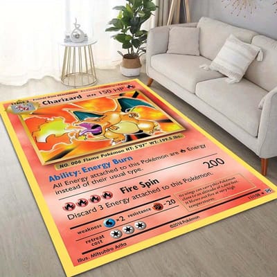 15 Maten Pokémon Kaarten Charizard Print Tapijt voor Woonkamer Slaapkamer Kinderkamer Huisdecoratie Vloerkleed Sofa Garderobemat 40x60cm (16x24in) white