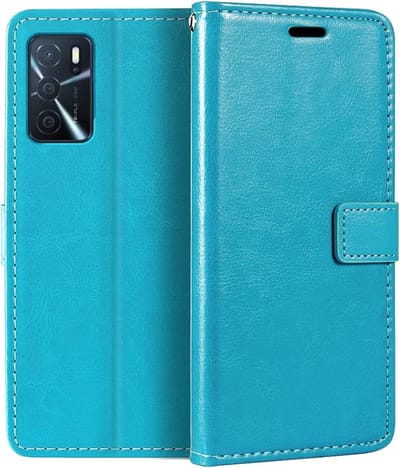 LuxeBass Hoesje geschikt voor Oppo A16 - Boekhoesje - Turquoise - Portemonneehoesje gsm hoesje - telefoonhoes - telefoonhoesjes
