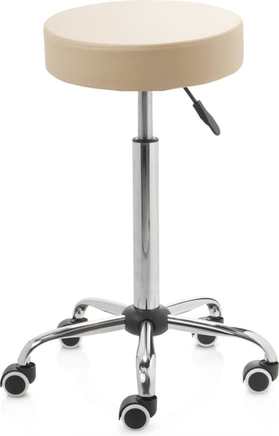 ZenGrowth ergonomische tabouret met hoge gasveer beige - Kapperskruk op zachte wielen – Tabouret - In hoogte verstelbaar