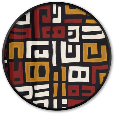 Poster in lijst Rond - Fotolijst 60x60 cm - Posters - Abstract - Patroon - Rood - Ronde posterlijst zwart - Decoratie - Wanddecoratie woonkamer - Muurdecoratie slaapkamer