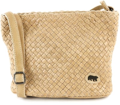 Bear Design Joan Leren Schoudertas met Vlechtwerk - Baltic Beige