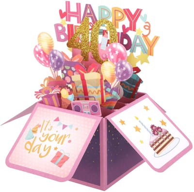 Dailygoods- Verjaardagskaart Veelkleurig - Pop-Upkaart - Wenskaart - Envelop - Cadeau - 25,6x25,6x19,6cm - Kaart