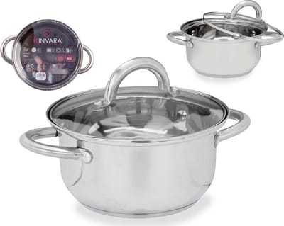 Kinvara Kookpan met Glazen Deksel - 18cm - Inductie - Kleine Pan