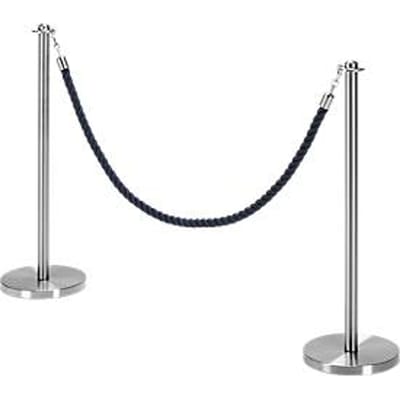 Economy set slagboompaal incl. badjas, Ø 280 x H 850 mm, roestvrij staal, 2 stuks + badjas met L 1,50 m, blauw