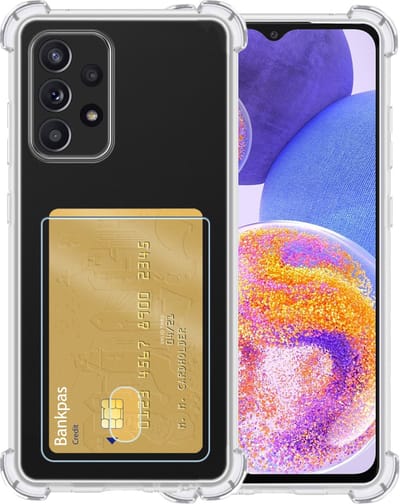 Hoesje - Geschikt voor Samsung Galaxy A23 - Met Pashouder en Kaarthouder - Telefoon Hoes Shockproof - Siliconen Case - Shock Proof - Back Cover - Pasjes Houder - Telefoonhoes - Transparant