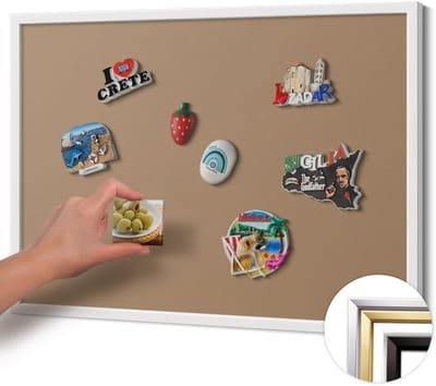 Wallfluent - Bruin Magneetbord Met Effen Achtergrond - 70 cm x 50 cm - Magneetbord met Witte Frame - Lichtbruine kleur - Magnetisch Bord Decoratief - Magneetbord Voor Thuiskantoor - Magneetbord Multifunctioneel