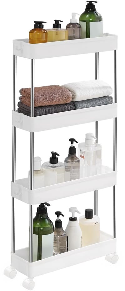 Unyqoos® Ruimtebesparende Opbergwagen met Vier Niveaus voor Keuken en Badkamer