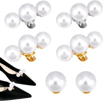 6 Stuks Elegante Schoenclips met Witte Parels, Verwijderbare Schoenaccessoires voor Bruiloft en Feest, Geschikt voor Hakken en Ballerina's