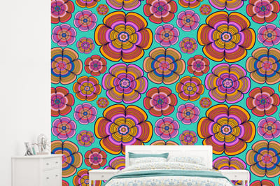 Behang - Fotobehang Design - Flower Power - Kleuren - Breedte 245 cm x hoogte 220 cm
